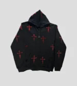Red Rhinestone Daggers on OVERSIZED Black Zip Hoodie.webp