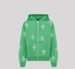 UNKNOWN LONDON Sweaters Cross Rhinestone Zip Up Hoodie.webp