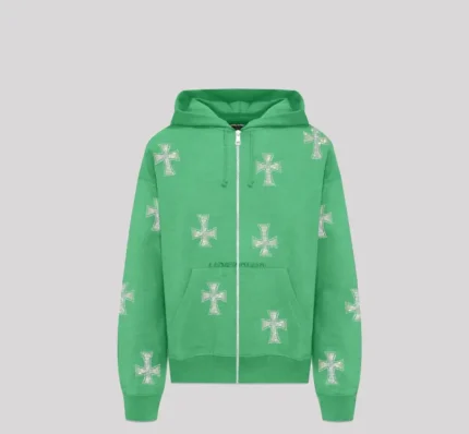 UNKNOWN LONDON Sweaters Cross Rhinestone Zip Up Hoodie.webp