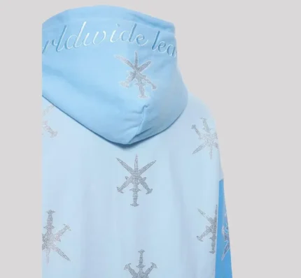 Unknown London Panelled Blue Rhinstone Hoodie 1.webp