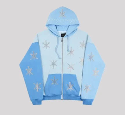 Unknown London Panelled Blue Rhinstone Hoodie.webp