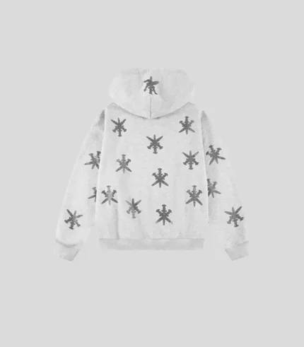 Unknown london Rhinestone Zip Hoodie Grey 1.webp