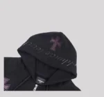 Zip Hoodie Black Purple Crosses Rhinestone 1.webp