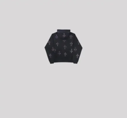 Zip Hoodie Black Purple Crosses Rhinestone.webp